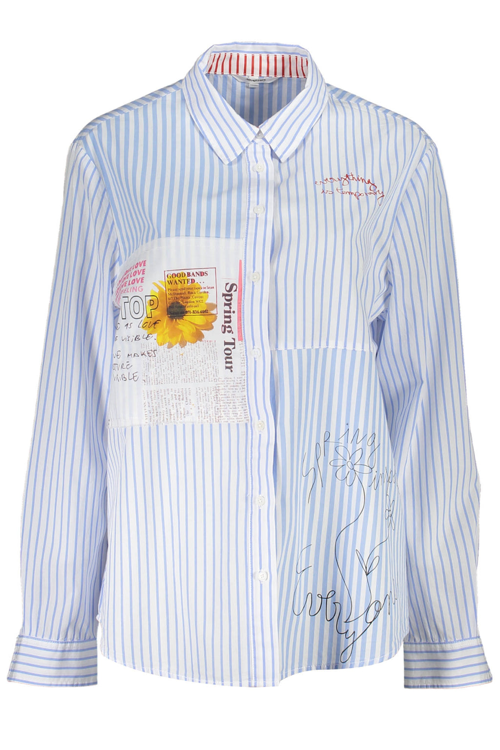 DESIGUAL CAMICIA MANICHE LUNGHE DONNA AZZURRO