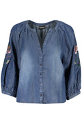 DESIGUAL CAMICIA MANICHE LUNGHE DONNA BLU