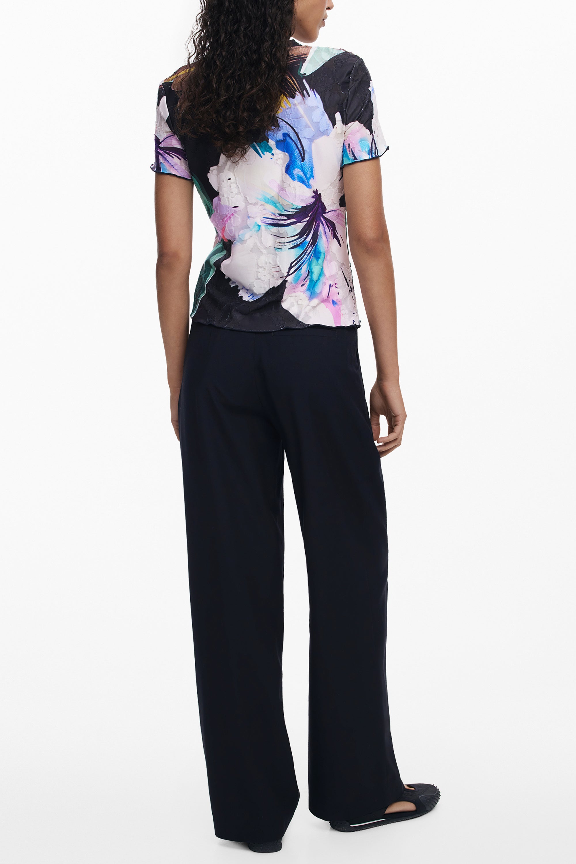 DESIGUAL T-SHIRT MANICHE CORTE DONNA NERO