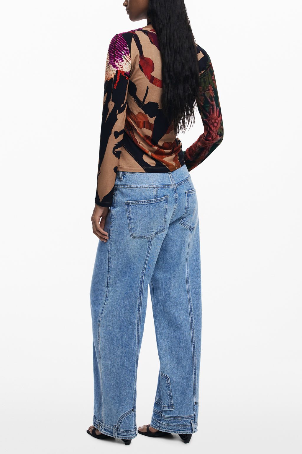 DESIGUAL T-SHIRT MANICHE LUNGHE DONNA MARRONE