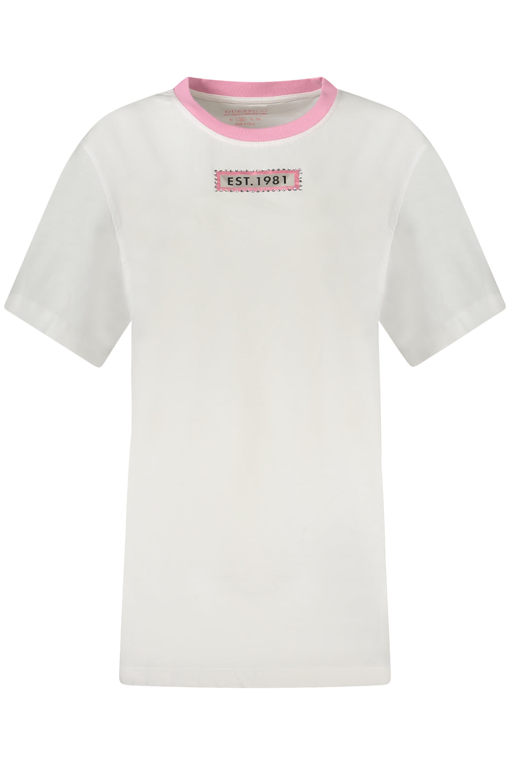 GUESS JEANS T-SHIRT MANICHE CORTE DONNA BIANCO